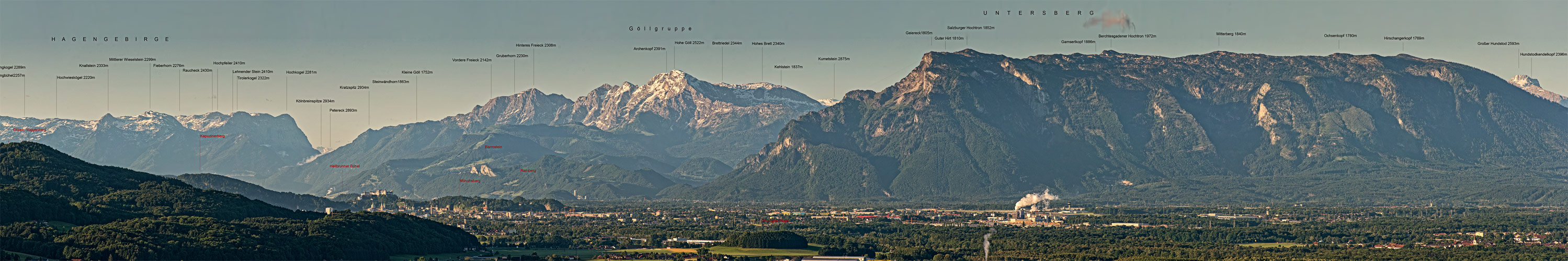 Blick vom Würzenberg über Salzburg zum Untersberg Teilpanorama 2