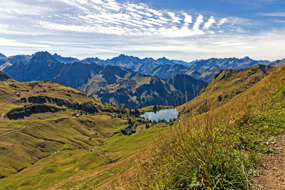 Blick vom Zeigersattel Richtung Seealpsee