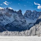 Blick vom zugefrorernen Dürrensee auf die Cristallo Gruppe, s..kalt war es, Minus 14 Grad