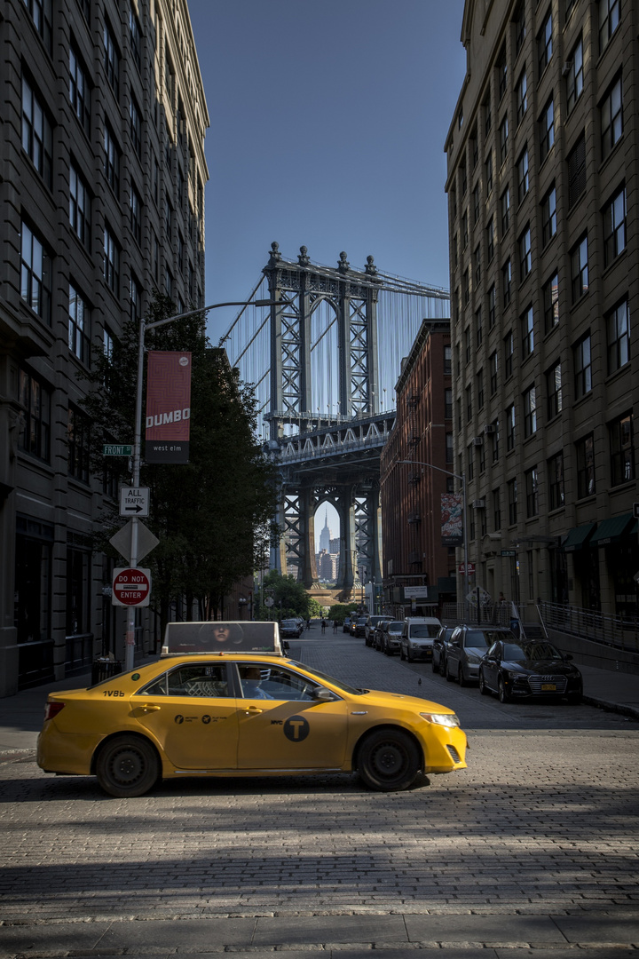 Blick von Brooklyn auf die Brooklyn Bridge. 