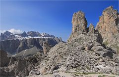 Blick von den Cirspitzen zur Sella