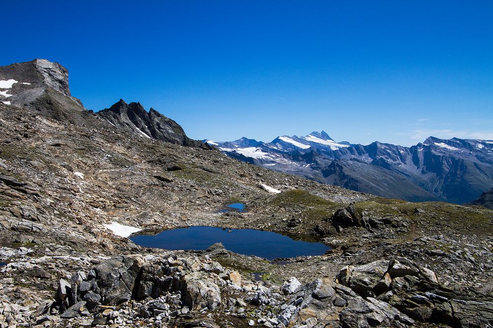 Blick von den Sandbodenseen bis zum Großglockner