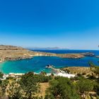 Blick von der Akropolis auf die Bucht von Lindos