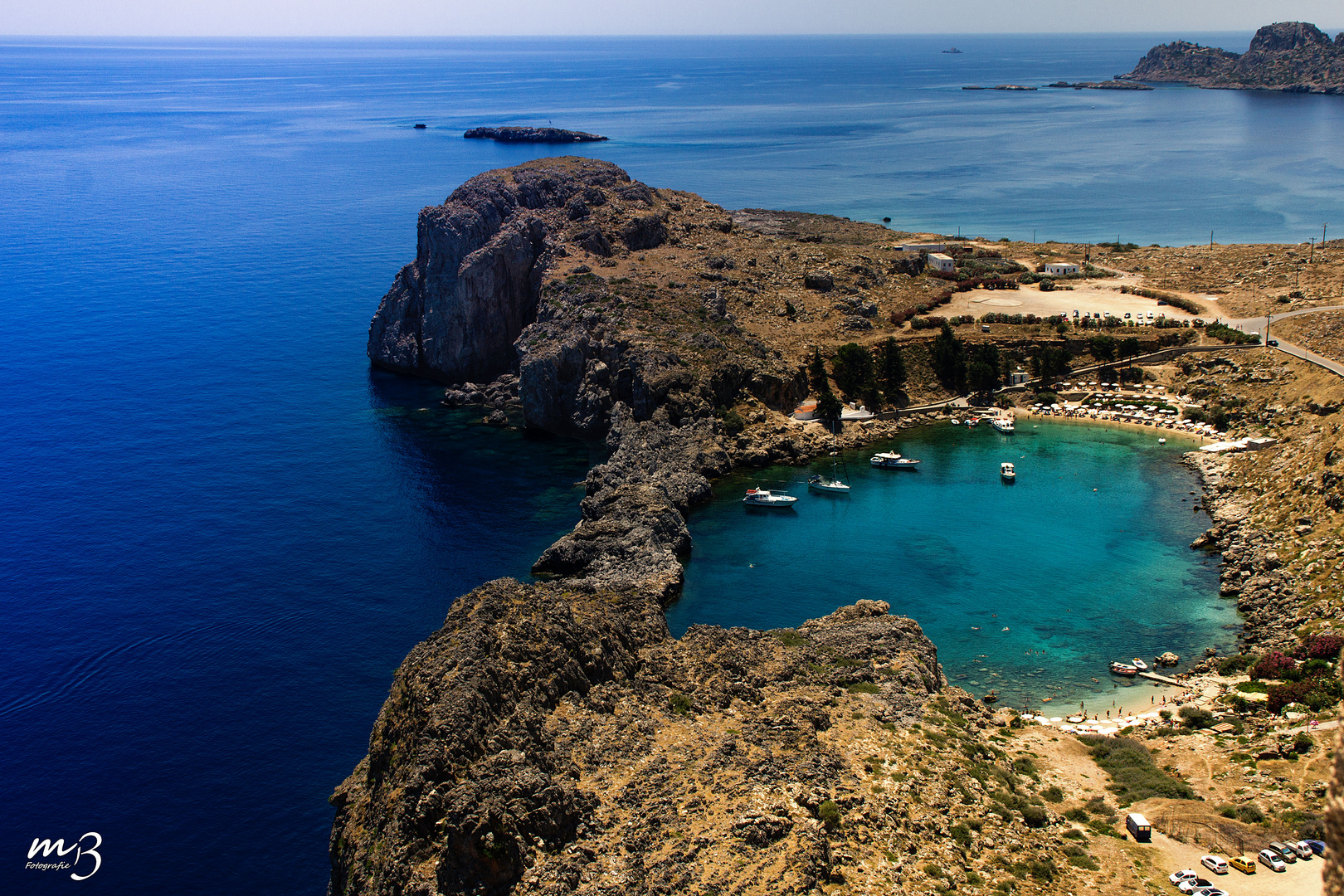 Blick von der Akropolis in Lindos