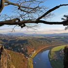 Blick von der Bastei zum Rosenberg, in die Sächsische Schweiz und auf die Elbe