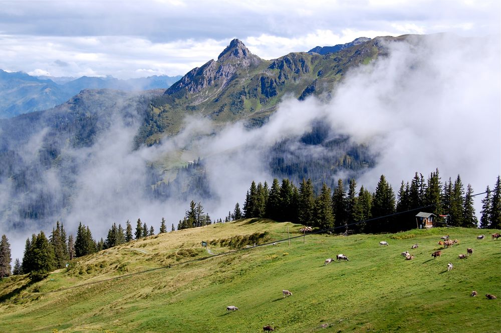 Blick von der Bergstation der Golmerbahn (Grüneck) …