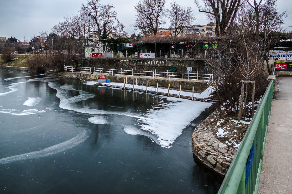 Blick von der Birnerbrücke auf die Obere Alte Donau