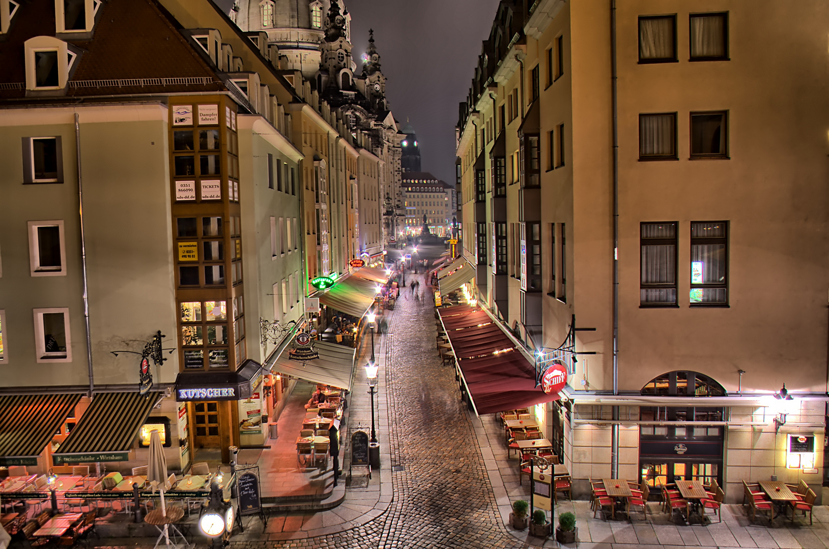 Blick von der Brühlsche Terrasse auf die Münzgasse