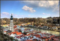 Blick von der Burg auf Burghausen/Bayern