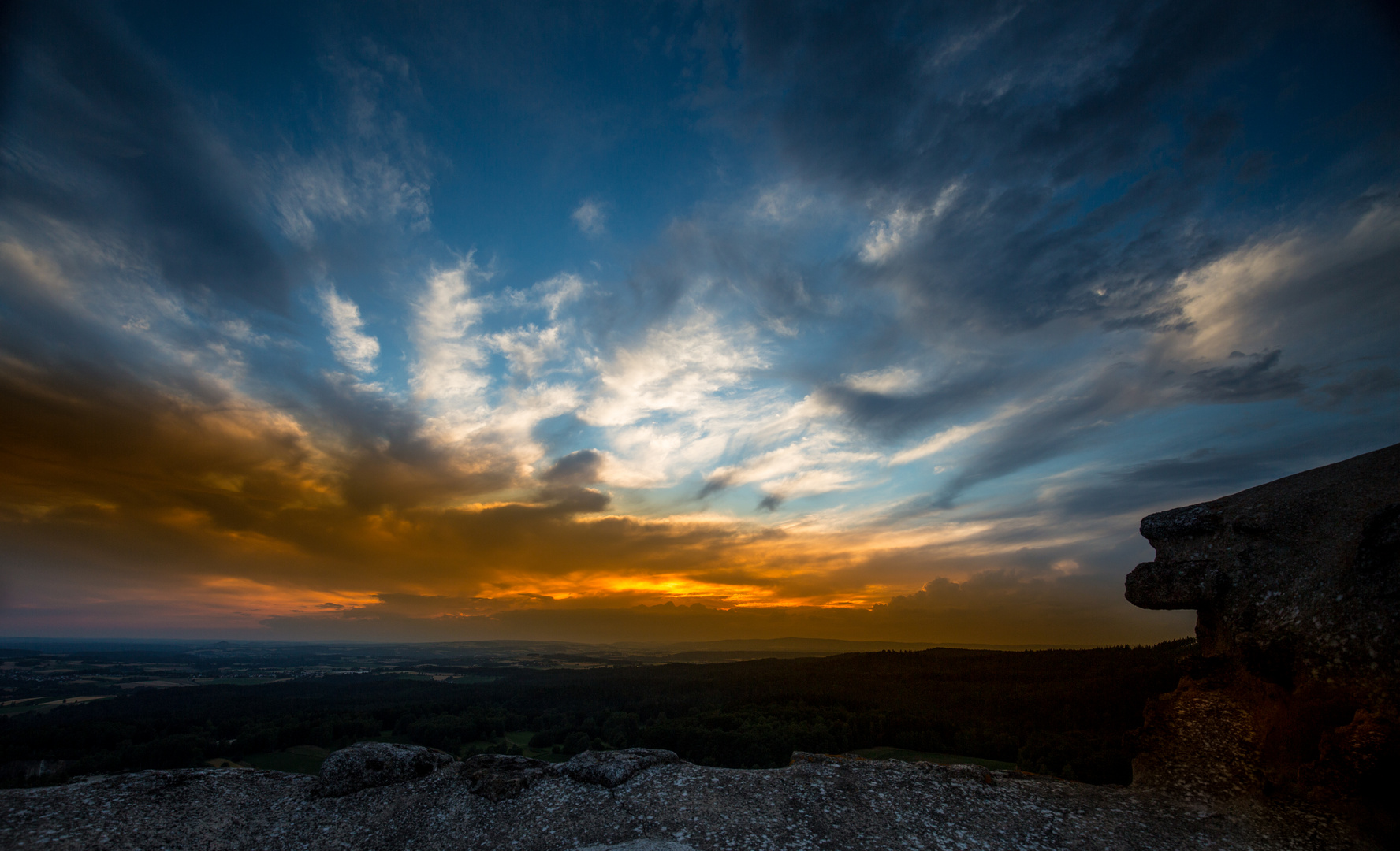 Blick von der Burg Flossenbürg bei Sonnenuntergang