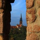 Blick von der Burg Giebichenstein in Halle zur Kirche Kröllwitz
