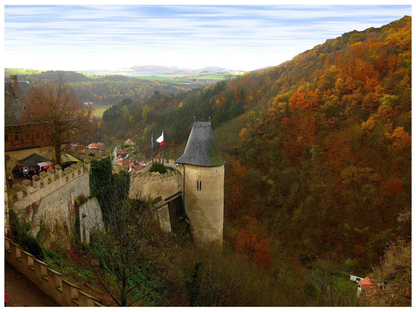 Blick von der Burg Karlstein (Böhmen)