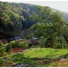 Blick von der Burgruine auf das Dorf Niesten