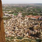 Blick von der Burgruine Mula, auf die Ortschaft Mula (Murcia)