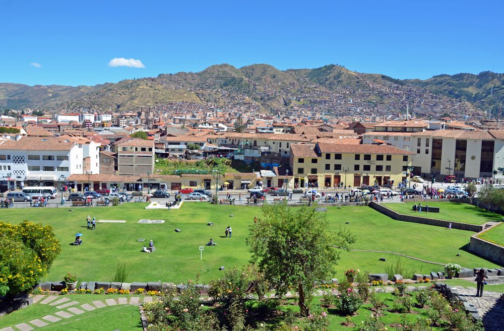 Blick von der Compania de Jesus auf Cusco.