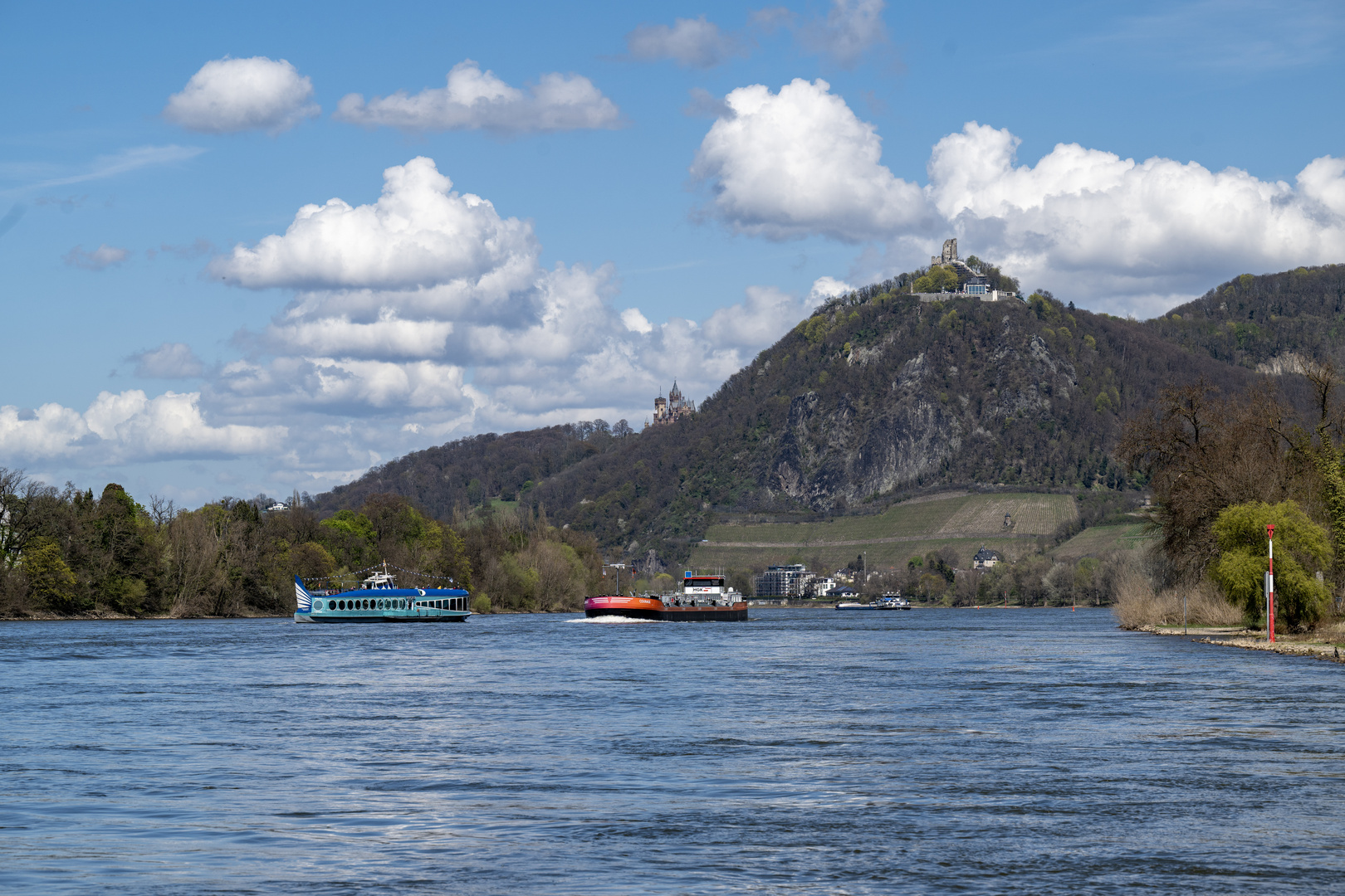 Blick von der Fähre auf den Drachenfels