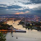 Blick von der Festung Ehrenbreitstein auf Koblenz