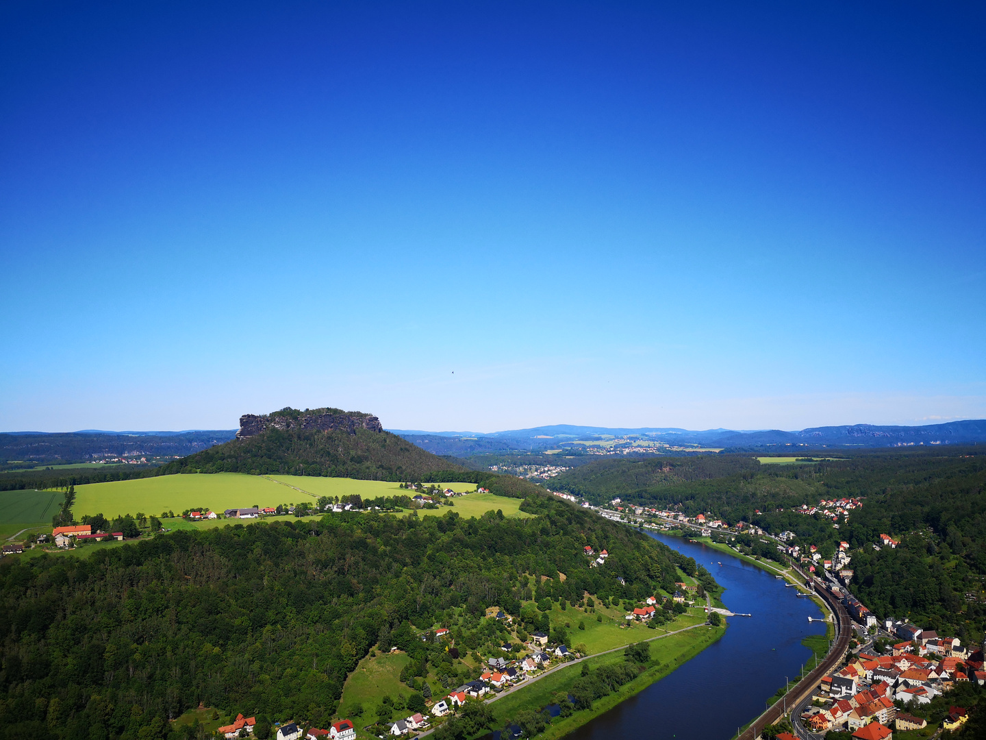 Blick von der Festung Königstein auf die Elbe