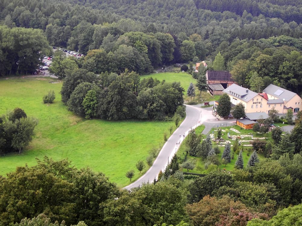 Blick von der Festung Königstein Richtung Parkplatz