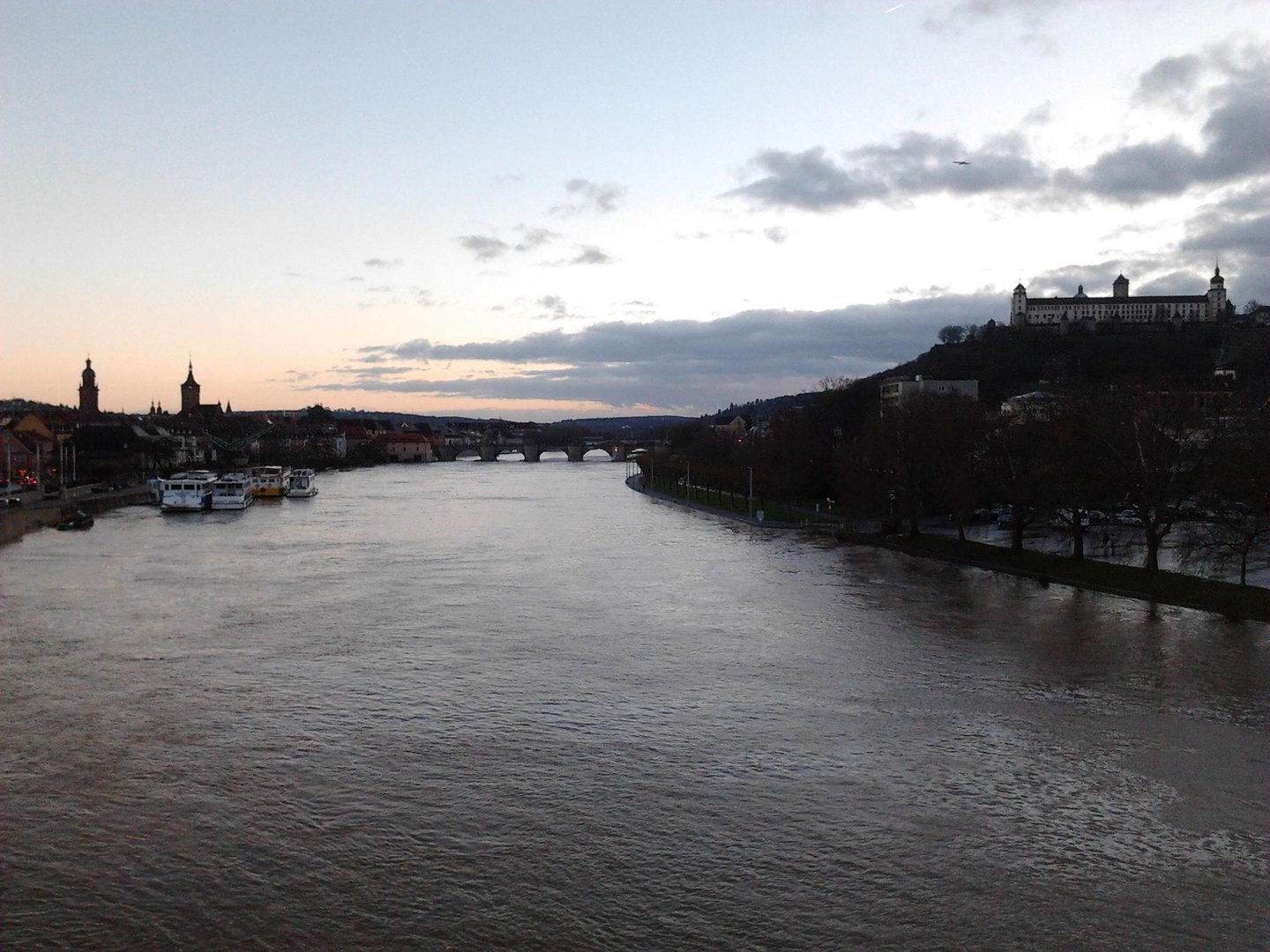 Blick von der Friedensbrücke auf den Main