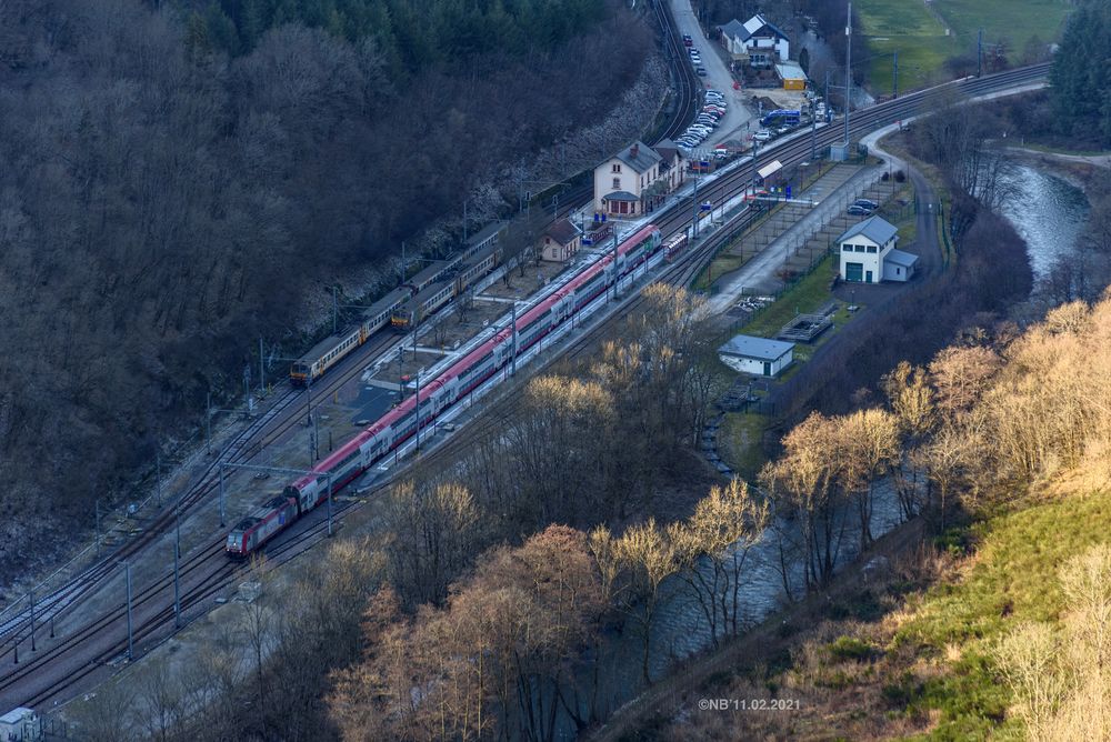 Blick von der Hockslay auf den Haltepunkt Kautenbach