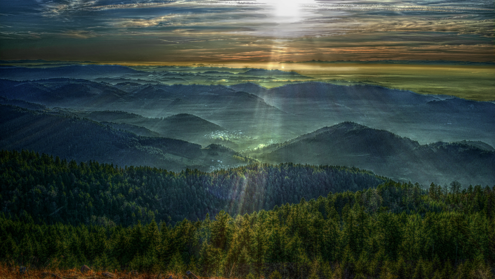 Blick von der Hornisgrinde über Rheinebene bei Baden-Baden