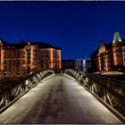 Blick von der Jungfernbrücke auf die Speicherstadt