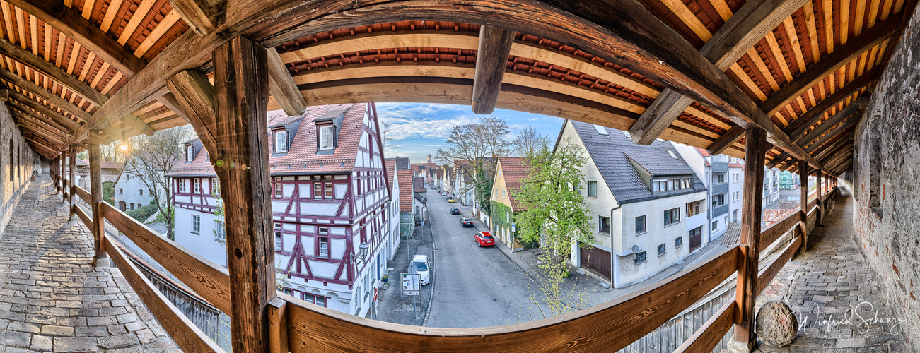 Blick von der Memminger Stadtmauer beim Kempter Tor