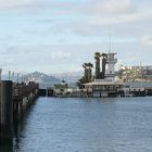 Blick von der Pier auf die San Francisco Bay mit Alcatraz