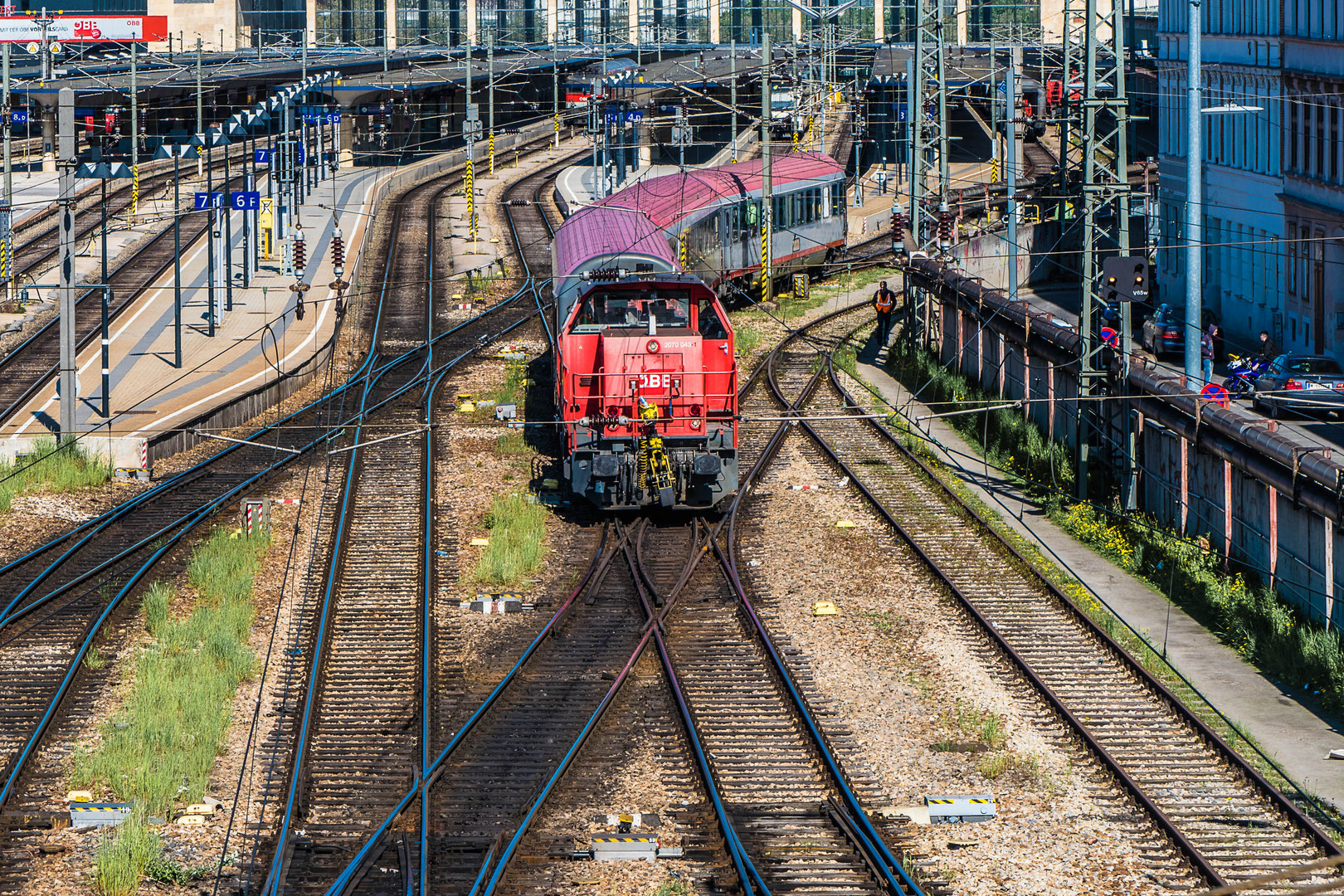 Blick von der Schweglerbrücke auf den Westbahnhof