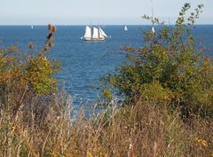 Blick von der Steilküste bei Stohl auf´s Meer