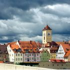 Blick von der Steinernen Brücke auf Regensburg