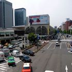 Blick von der Straßenbrücke auf Shinagawa-Station, Tokio