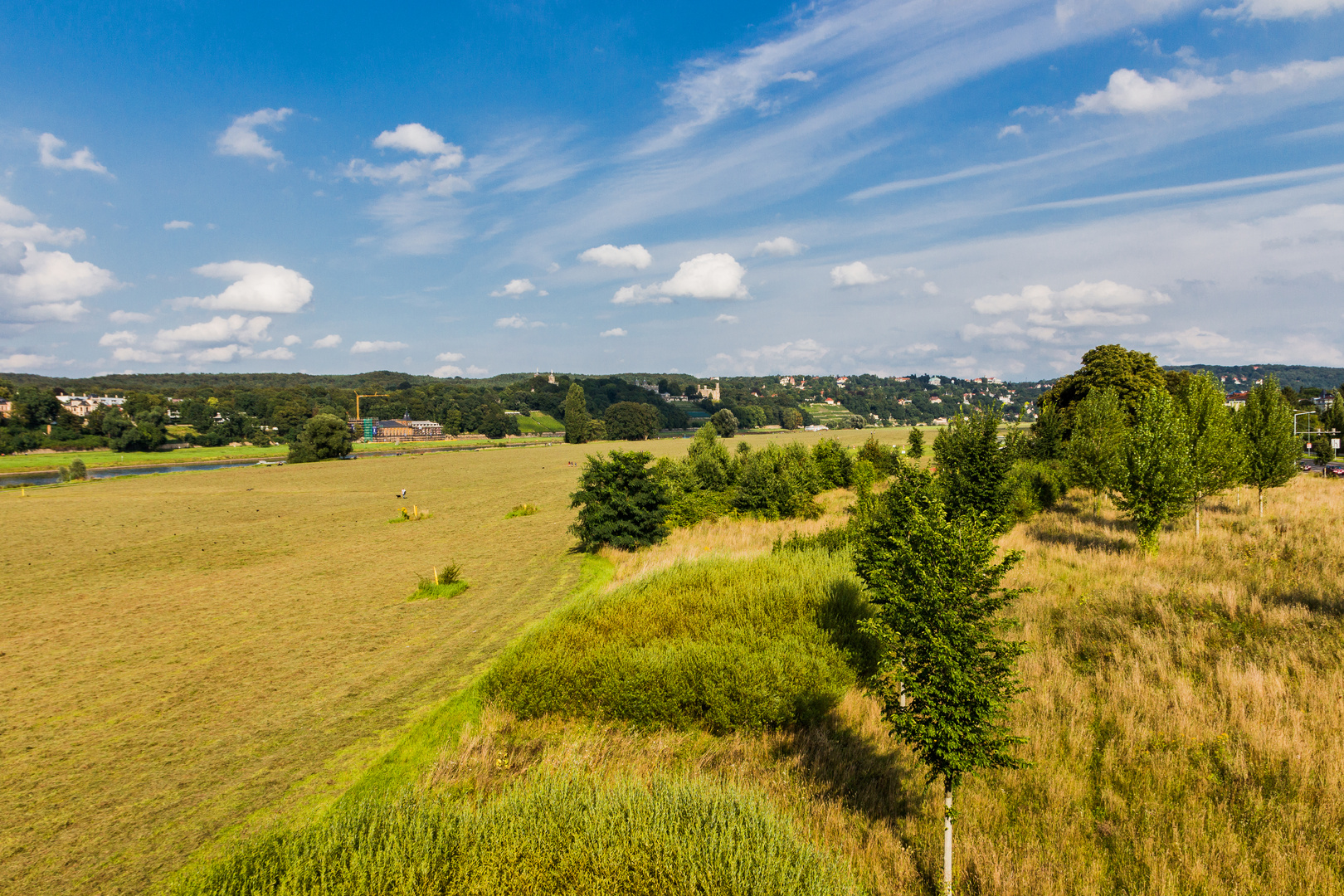 Blick von der Waldschlösschenbrücke in Dresden