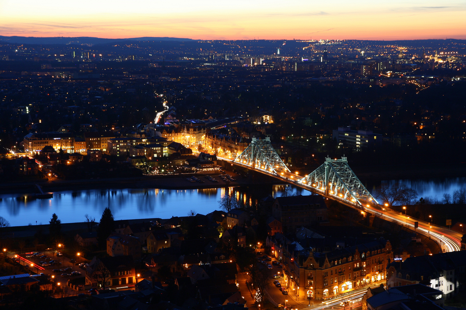 Blick von Dresden Loschwitz auf das Blaue Wunder