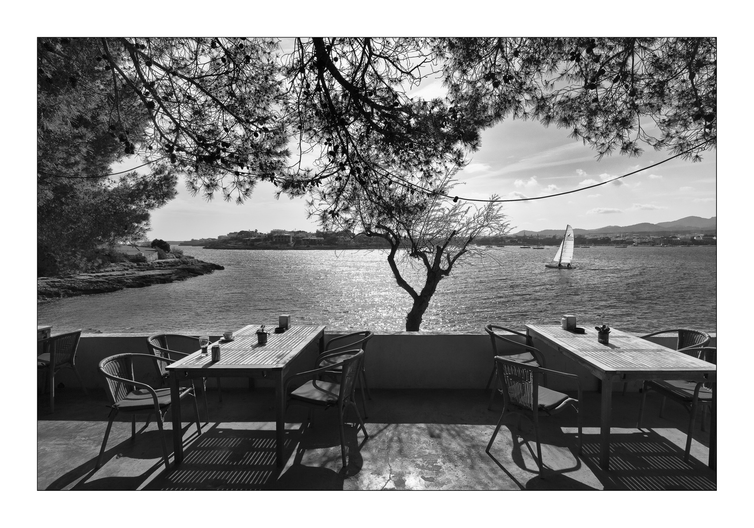 Blick von einer Bar auf Porto Colom