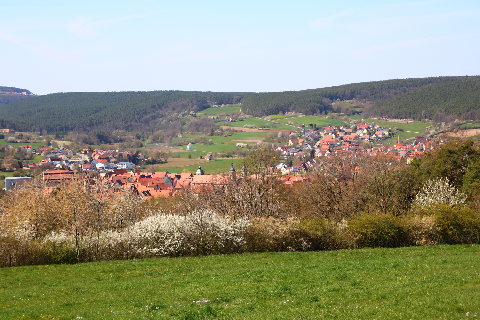 Blick von Großweingarten nach Spalt in Mittelfranken