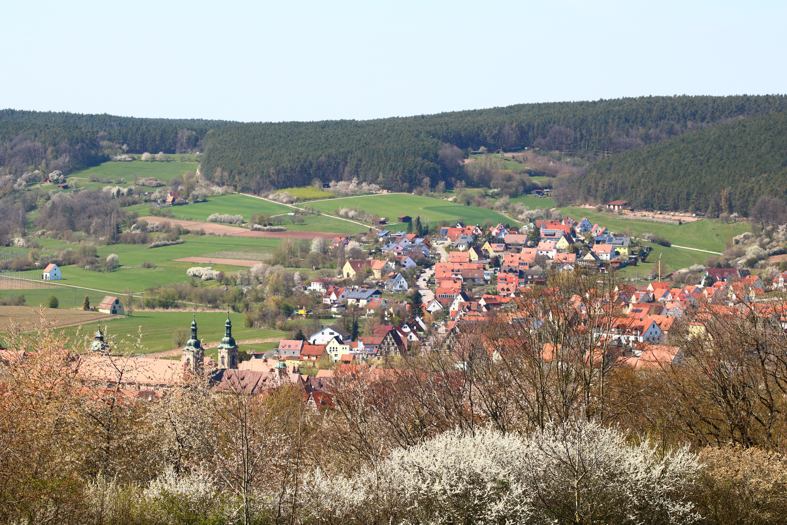 Blick von Großweingarten nach Spalt in Mittelfranken