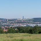 Blick von Kuhberg Richtung Höchsten Siloturm der Welt in Jungingen