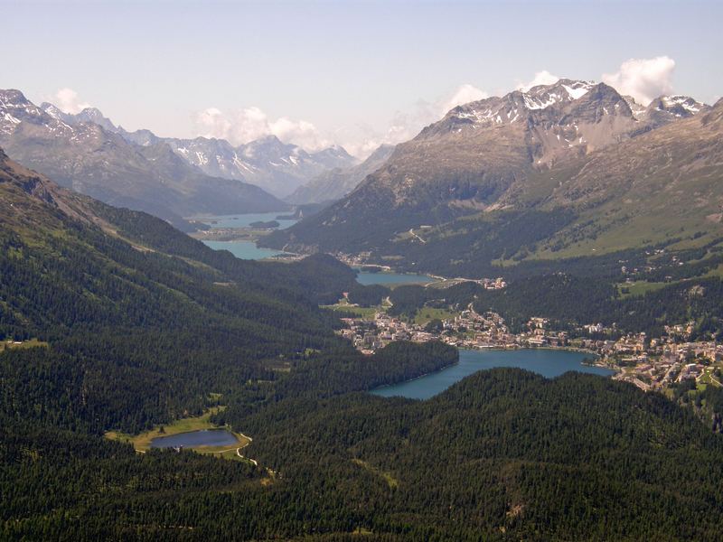 Blick von Muottas Muragl auf St. Moritz