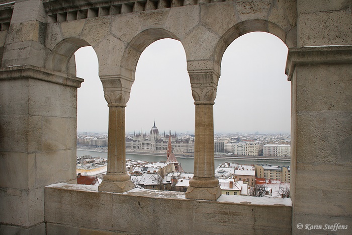 Blick von Pest auf Budapest