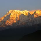 Blick von Sarangkot auf von links Annapurna Süd (7219m) und Annapurna I (8091m)