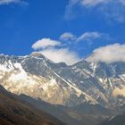 Blick von Tengpoche auf von links Everest (8840 m) und Lhotse (8501 m)