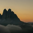 Blick zu den 3 Zinnen kurz vor Sonnenaufgang