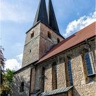 Blick zu den Turnspitzen Klosterkirche St. Peter und Paul in Hadmersleben