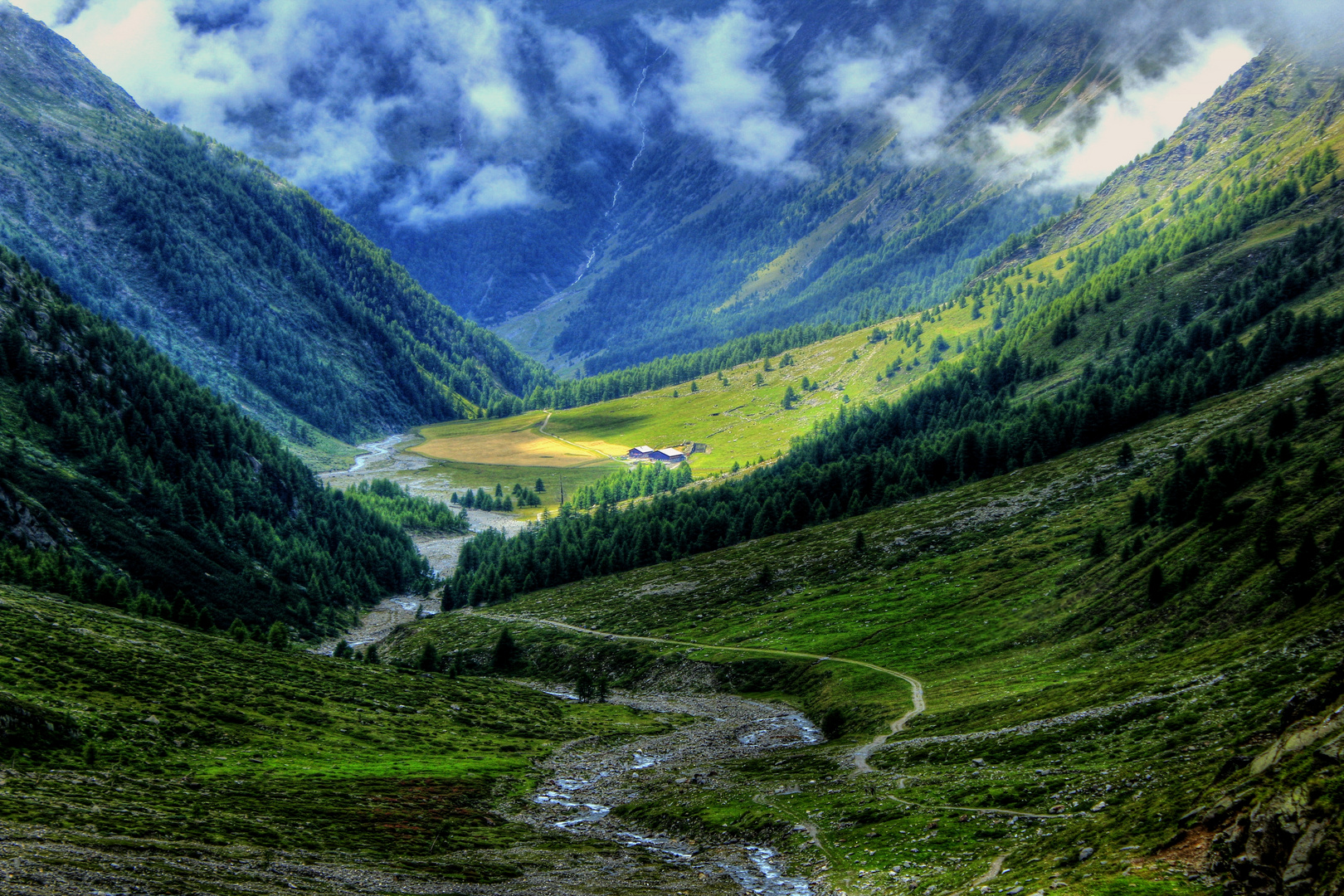 Blick zum Eishof (Südtirol) im Pfossental