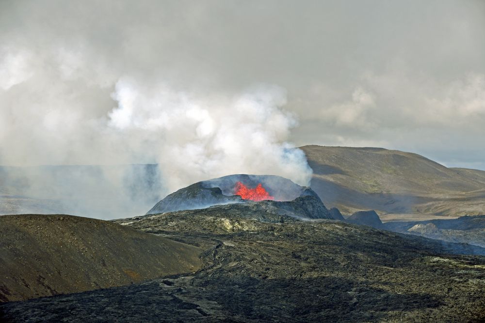 Blick zum grandiosen Naturschauspiel am Fagradalsfjall