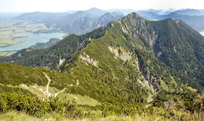 Blick zum Herzogstand und Kochelsee