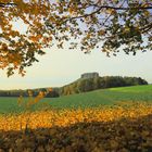 Blick zum Lilienstein unterm Herbstlaub