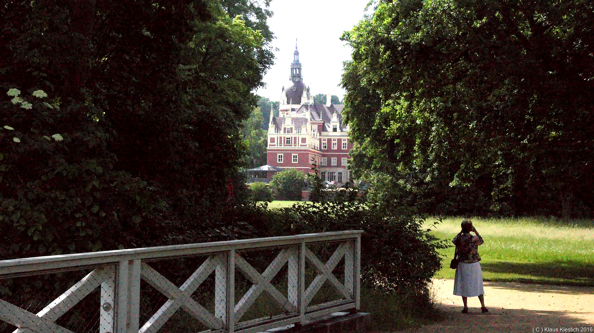 Blick zum Neuen Schloss in Bad Muskau